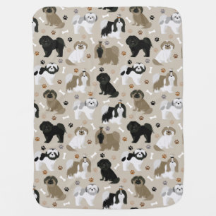 Shih Tzu Dogs Paws and Bones Baby Blanket