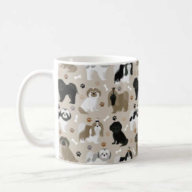 Shih Tzu Dogs Paws and Bones Coffee Mug (Left)