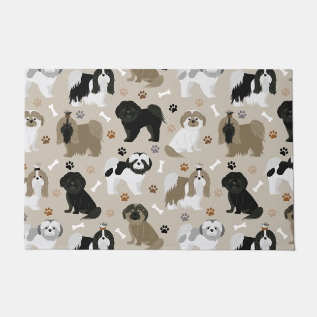 Shih Tzu Dogs Paws and Bones Doormat (Front)
