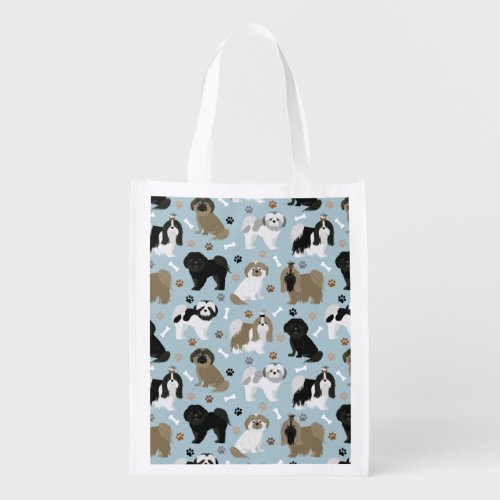 Shih Tzu Dogs Paws and Bones Grocery Bag