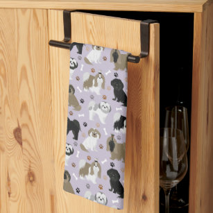 Shih Tzu Dogs Paws and Bones Kitchen Towel