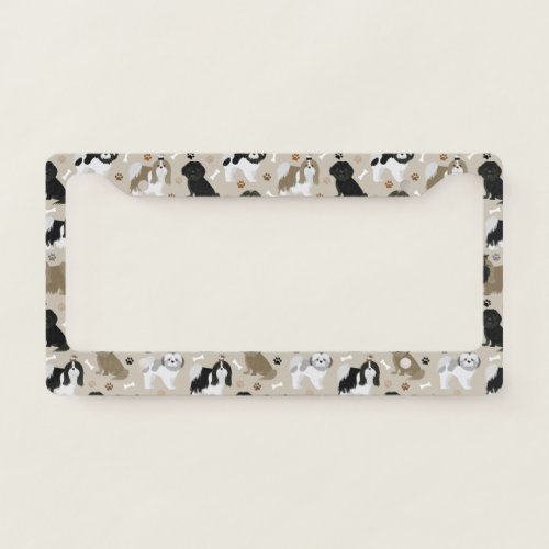 Shih Tzu Dogs Paws and Bones License Plate Frame