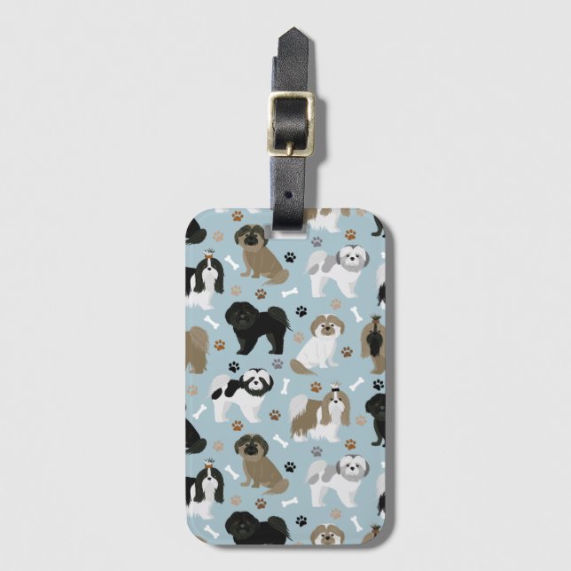 Shih Tzu Dogs Paws and Bones Luggage Tag (Front Vertical)
