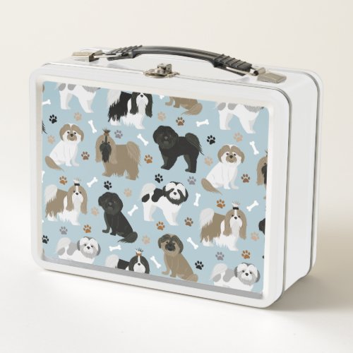 Shih Tzu Dogs Paws and Bones Metal Lunch Box