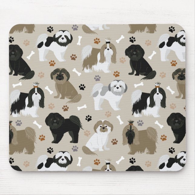 Shih Tzu Dogs Paws and Bones Mouse Pad (Front)