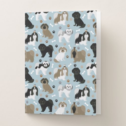 Shih Tzu Dogs Paws and Bones Pocket Folder