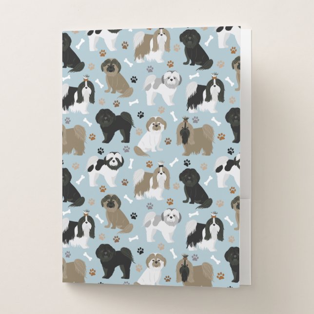 Shih Tzu Dogs Paws and Bones Pocket Folder (Front)