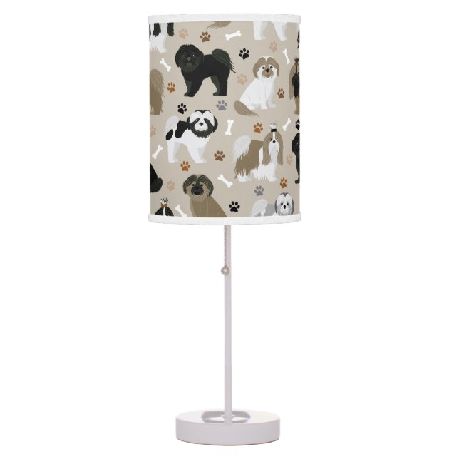 Shih Tzu Dogs Paws and Bones Table Lamp (Front)