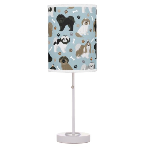 Shih Tzu Dogs Paws and Bones Table Lamp