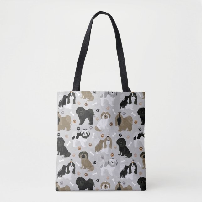 Shih Tzu Dogs Paws and Bones Tote Bag (Front)