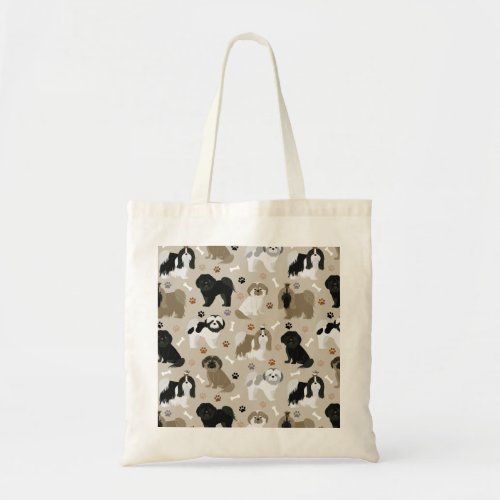 Shih Tzu Dogs Paws and Bones Tote Bag
