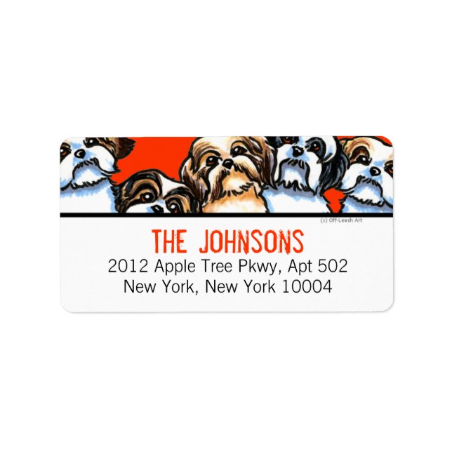Shih Tzu Dogs Trendy Font Custom Color Label (Front)