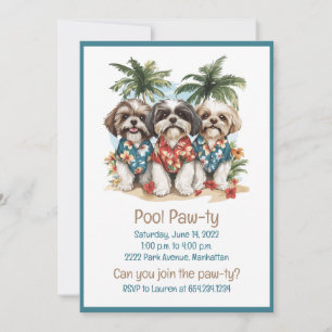 Shih Tzu Dogs Wearing Hawaiian Shirts Invitation
