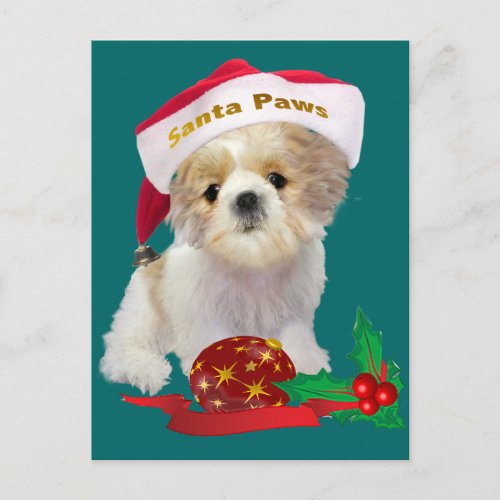 Shih Tzu Doll Santa Paw Gifts Holiday Postcard