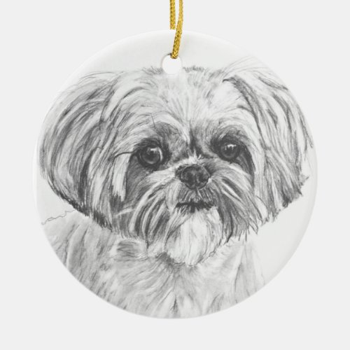 Shih Tzu Drawing Ceramic Ornament