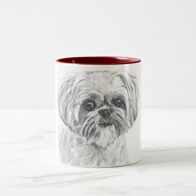 Shih Tzu Drawing Two-Tone Coffee Mug (Center)
