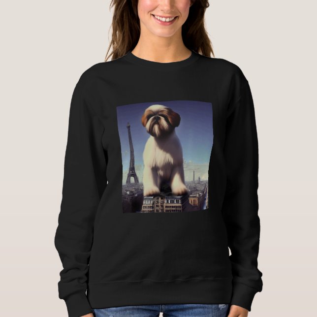 Shih Tzu  Eiffel Tower France Paris  Men Women Dog Sweatshirt (Front)