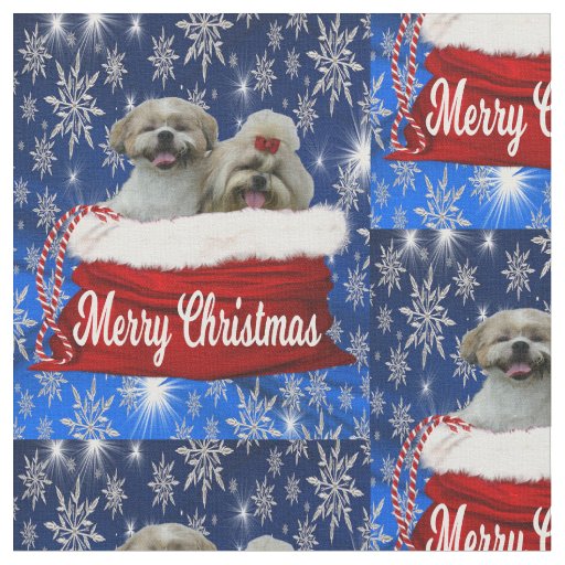 Shih tzu Fabric Christmas
