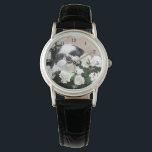 Shih Tzu face Watch<br><div class="desc">Black and white shih tzu face in the white roses cute and adorable dog lovers womans wrist watch</div>