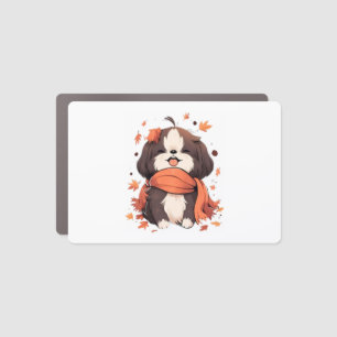 Shih Tzu Fall Dog Autumn Leaves Thanksgiving Copy Car Magnet