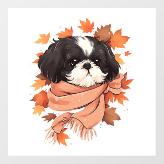 Shih Tzu Fall Dog Autumn Leaves Thanksgiving Copy  Floor Decals