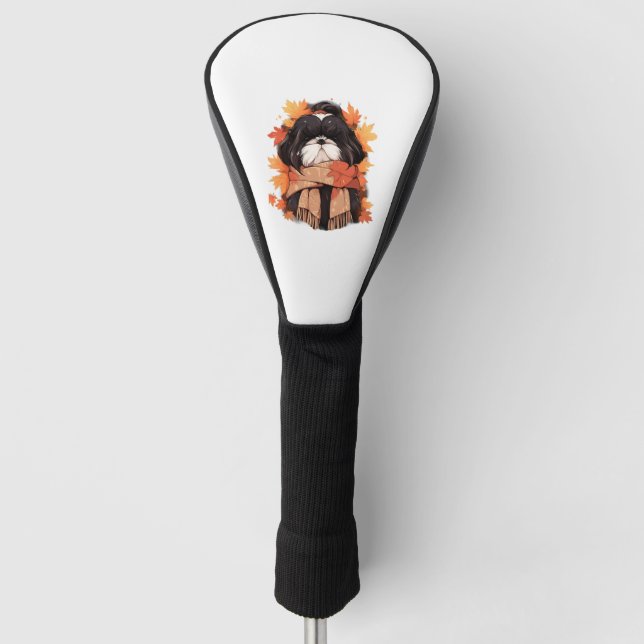 Shih Tzu Fall Dog Autumn Leaves Thanksgiving Copy  Golf Head Cover (Front)
