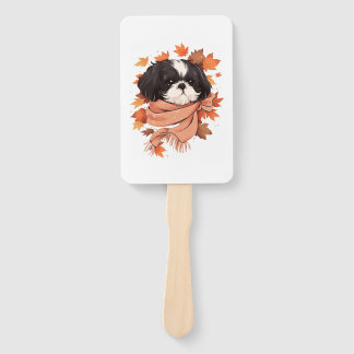 Shih Tzu Fall Dog Autumn Leaves Thanksgiving Copy Hand Fan