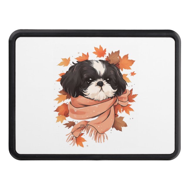 Shih Tzu Fall Dog Autumn Leaves Thanksgiving Copy  Hitch Cover (Front)