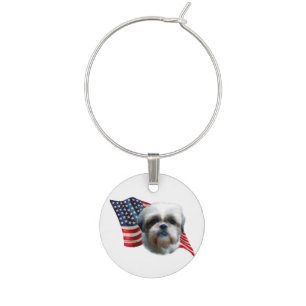 Shih Tzu Flag Wine Charm