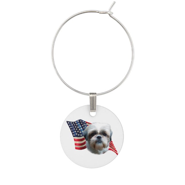 Shih Tzu Flag Wine Charm (Front)