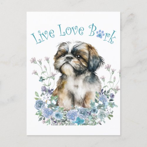 Shih Tzu Floral Postcard