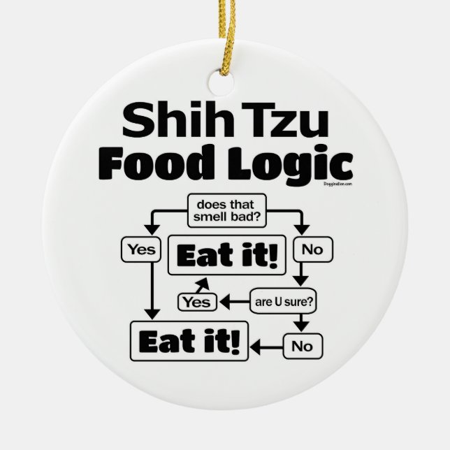 Shih Tzu Food Logic Ceramic Ornament (Front)