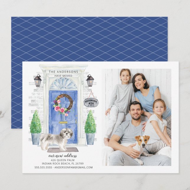 Shih tzu  Front Door Photo Moving Announcement (Front/Back)