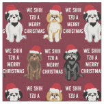 shih tzu funny cute christmas fabric