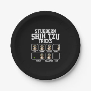 Shih Tzu Gift Stubborn Dog Tricks Dog Lover Paper Plates