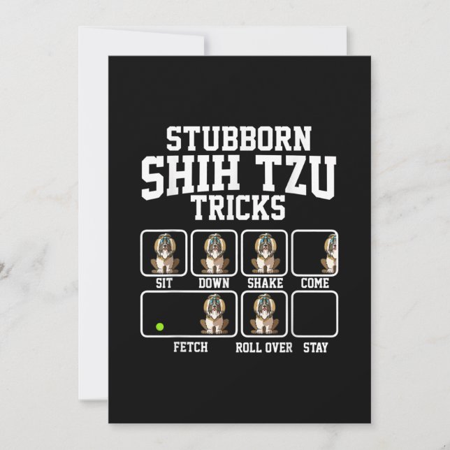 Shih Tzu Gift |Stubborn Dog Tricks Dog Lover Thank You Card (Front)