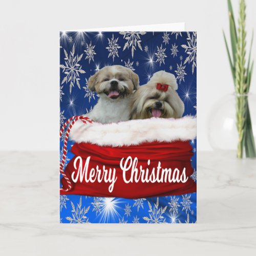 Shih tzu Greeting Card Christmas