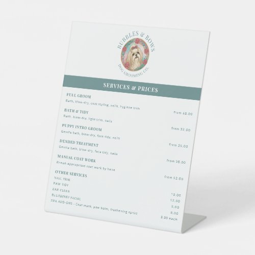 Shih Tzu Grooming Salon Price List Pedestal Sign