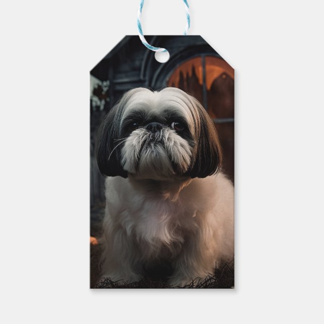 Shih Tzu Halloween Scary Gift Tags (Front)