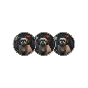 Shih Tzu Halloween Scary Golf Ball Marker