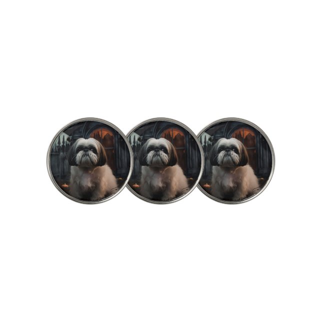 Shih Tzu Halloween Scary Golf Ball Marker (3 Up)