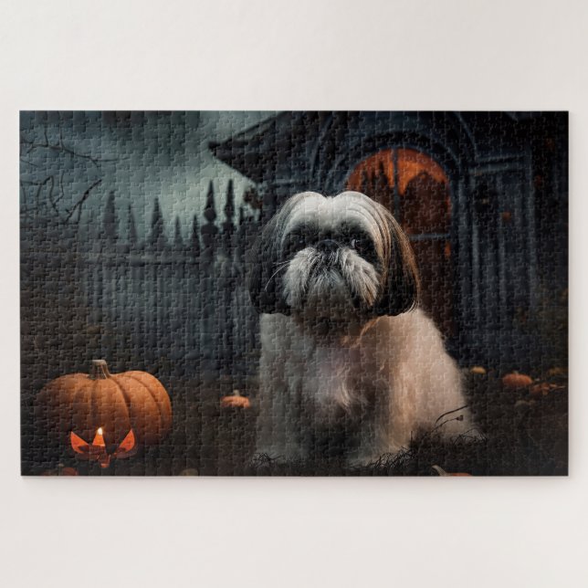 Shih Tzu Halloween Scary Jigsaw Puzzle (Horizontal)