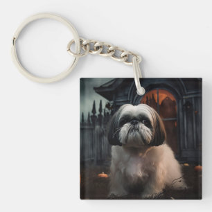 Shih Tzu Halloween Scary Keychain