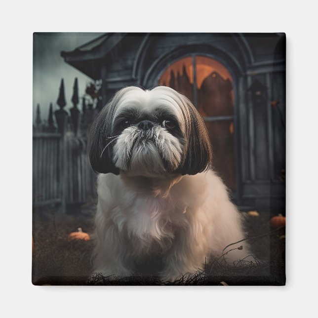 Shih Tzu Halloween Scary Magnet (Front)