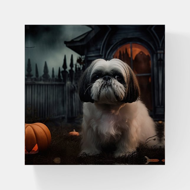 Shih Tzu Halloween Scary Paperweight (Front)