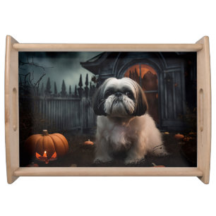 Shih Tzu Halloween Scary Serving Tray