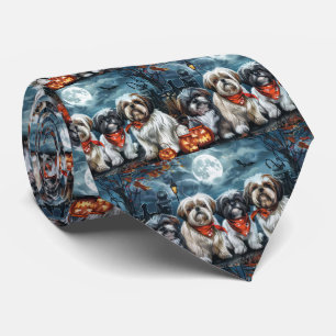 Shih Tzu Halloween Spooky Neck Tie