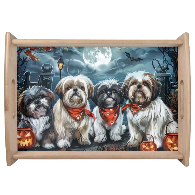 Shih Tzu Halloween Spooky Serving Tray (Front)