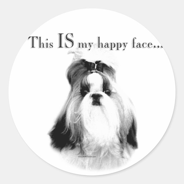 Shih Tzu Happy Face Classic Round Sticker (Front)
