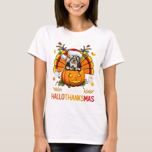 Shih Tzu Happy Hallothanksmas Halloween Christmas  T_Shirt